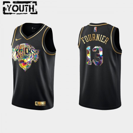 Camiseta Niños New York Knicks Evan Fournier 13 Nike 2021-22 Negro Golden Edition 75th Anniversary Diamond Swingman